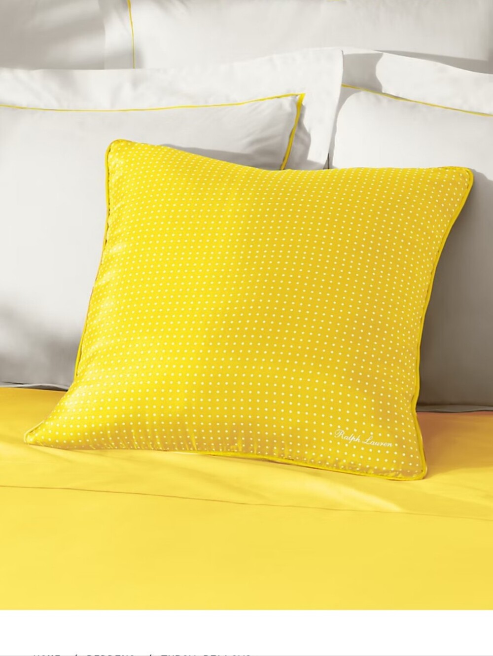 Ralph Lauren Navy "Connor" Polka-Dot Silk Pillow